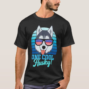 T-shirt Jour du chien de traîneau Husky drapeau USA Huskie