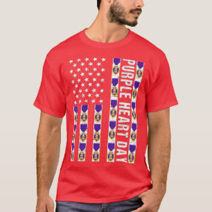 T-shirt Jour du coeur pourpre Militaire US Drapeau du coeu