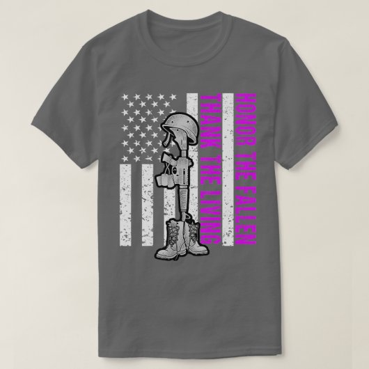 T-shirt Jour du coeur violet Honneur militaire Les morts M (Design devant)