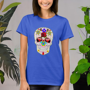 T-shirt Jour du crâne Rose de style mort