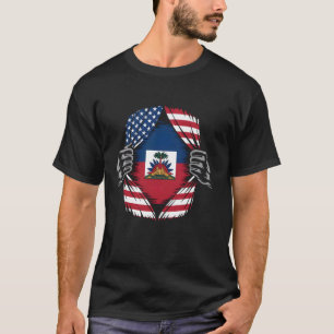 T-shirt Jour du Drapeau Haïtien Américain Haïtien Haïti Ra