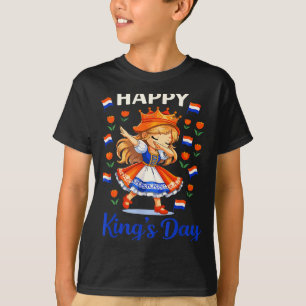 T-shirt Jour du Roi Pays-Bas Drapeau Koningsdag Néerlandai