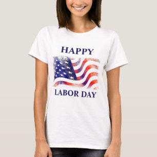 T-shirt Jour du travail du drapeau américain en bleu rouge
