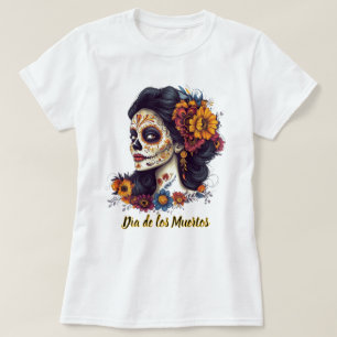 T-shirt Jour élégant de la femme du crâne de sucre mort