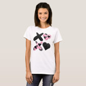 T-shirt Jour Xoxo Valentines Noir et Rose (Devant entier)