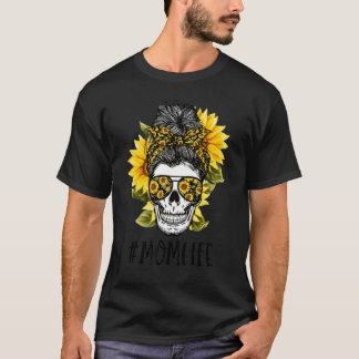 T-shirt Journée d'Halloween Fouillis Chignon Cheveux Crâne