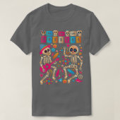 T-shirt Journée Dia De los Muertos du squelette de l'Améri (Design devant)
