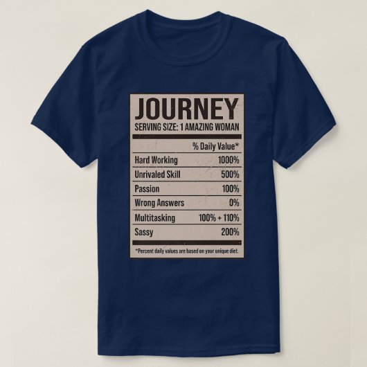 T-shirt Journey Nutrition Facts Nom Pseudo Alias Titre (Design devant)
