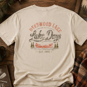 T-shirt Jours de lac rustiques vintage Deerwood Lake Canoë
