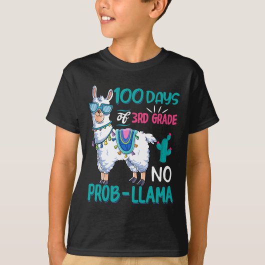 T-shirt Jours D'École Pas De Problème Llama 3e Classe Teac (Devant)