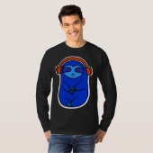 T-shirt Joy Blue Sloth Écouter De La Musique (Devant entier)