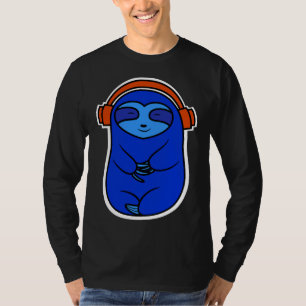 T-shirt Joy Blue Sloth Écouter De La Musique