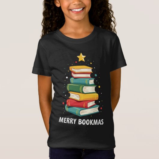 T-Shirt Joy Bookmas - Festive Book Stack for Book Lovers (Devant)