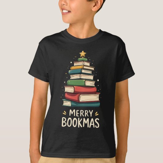 T-shirt Joy Bookmas - Festive Book Stack for Book Lovers (Devant)
