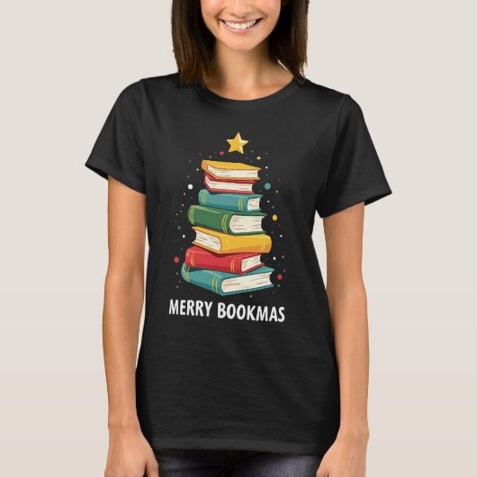 T-shirt Joy Bookmas - Festive Book Stack for Book Lovers (Devant)
