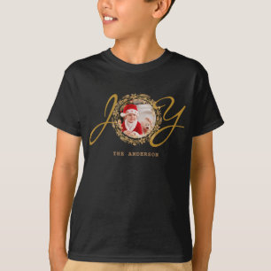 T-shirt Joy Christmas Gold Photo Blanc