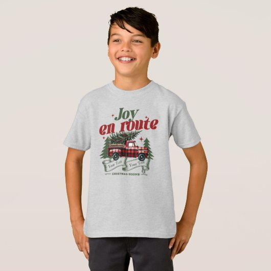 T-shirt Joy en route Noël commence Camion & X-Mas Arbre (Devant entier)