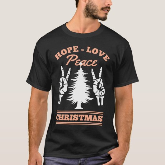 T-shirt Joy Hope Love Peace Christmas Tree Red Buffalo Pla (Devant)