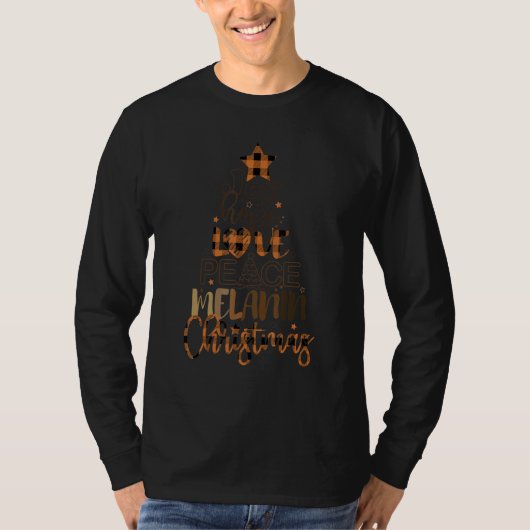 T-shirt Joy Hope Love Peace Melanin Christmas Tree Retro (Devant)