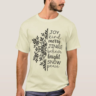 T-shirt Joy Kind Merry Snowflake - Holiday Word Art