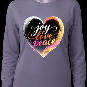 T-shirt Joy Love Peace Neon Heart Script