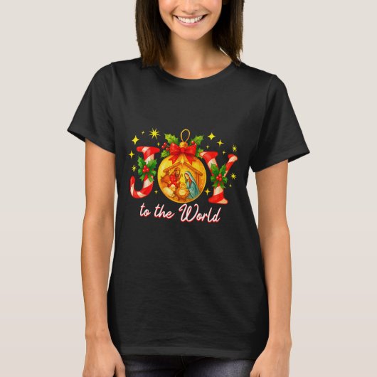 T-shirt Joy To The World Christmas Christian Nativity (Devant)