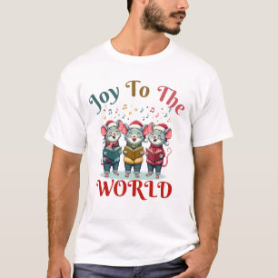 T-shirt Joy To The World - Christmas Mice Trio
