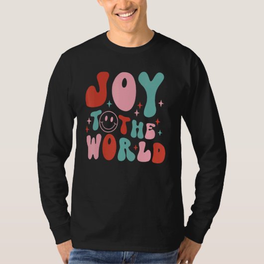 T-shirt Joy To The World Groovy Family Christmas Holiday M (Devant)