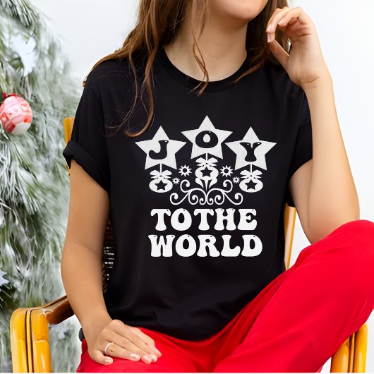 T-shirt Joy To The World Modern Black Women's Christmas