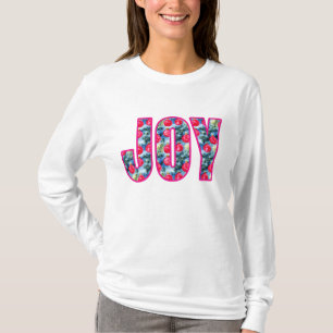 T-shirt JOY Word Art à Fuchsia rose et vert Turquoise