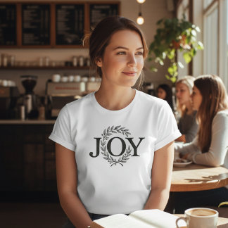 T-shirt Joy Wreath Minimalist Christmas: Botanical Holiday