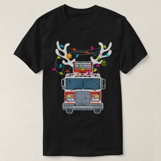 T-shirt Joyau de Noël - Rendeer de Camion de pompiers de N (Design devant)