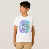 T-shirt Joyeuse calligraphie bleu de Pâques violet (Devant entier)