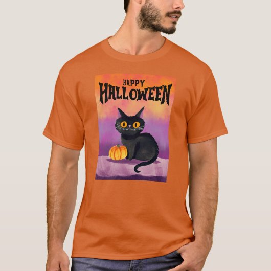 T-shirt Joyeuse chemise de chat Halloween (Devant)