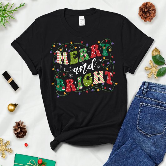 T-shirt Joyeuse chemise de Noël - Joyeuse et brillante