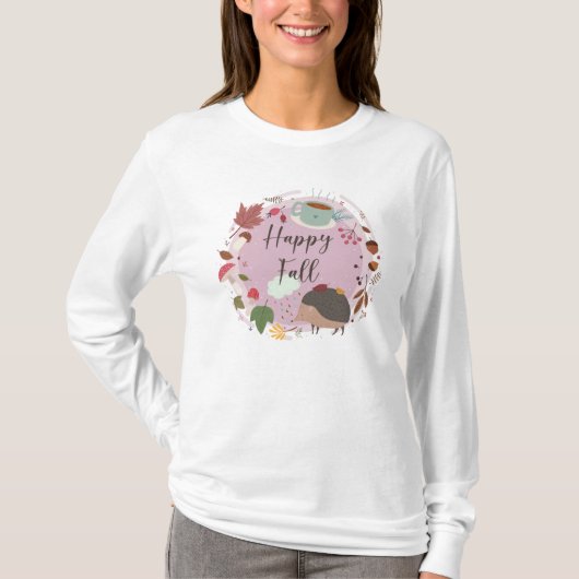 T-shirt Joyeuse Chute Douillet Hérisson Saison Automnale (Devant)