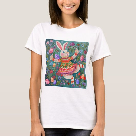 T-shirt Joyeuse Danse Bunny de Pâques (Devant)