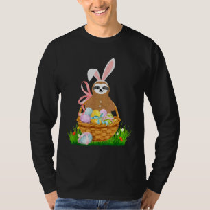 T-shirt Joyeuse fentes de Pâques portant lapin Ear Egg Pan