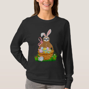 T-shirt Joyeuse fentes de Pâques portant lapin Ear Egg Pan