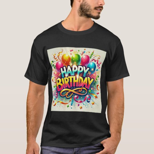 T-shirt Joyeuse fête d'anniversaire de ballon (Devant)