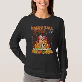 T-shirt Joyeuse fête d'automne à tous Chien Husky Sibérien