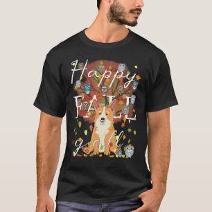 T-shirt Joyeuse fête d'automne à tous Corgi Hibou & Café