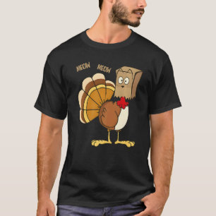 T-shirt Joyeuse fête de la dinde Fausse chat de chat Meow