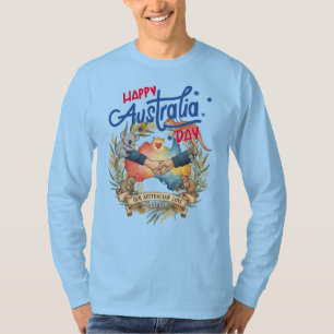 T-shirt Joyeuse Fête de l'Australie Unis Faune Manches Lon