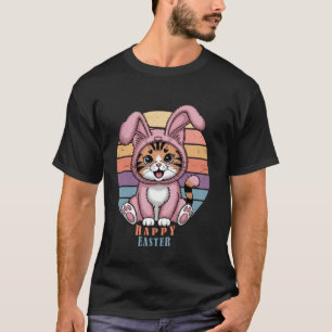T-shirt Joyeuse fête de Pâques Drôle de chat avec costume