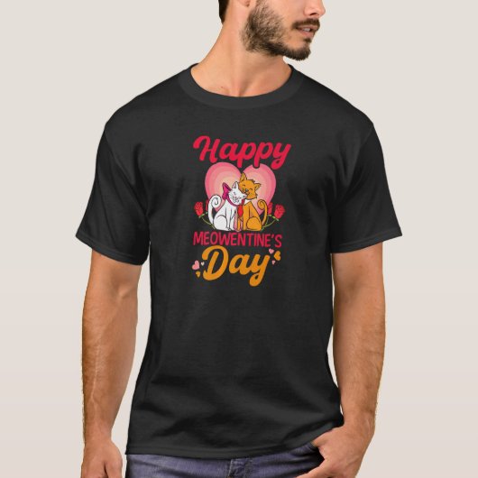 T-shirt Joyeuse fête des Meowentin cat valentin (Devant)