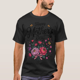 T-shirt Joyeuse fête des mères 2026 bouquet floral vintage