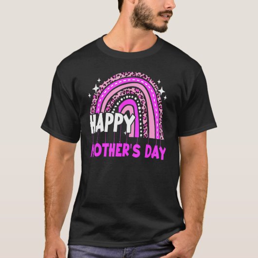 T-shirt Joyeuse fête des mères Leopard Boho Rainbow 2 (Devant)