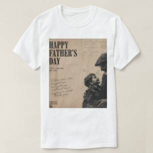 T-shirt Joyeuse Fête des Pères Lettre Vintage et Portrait 