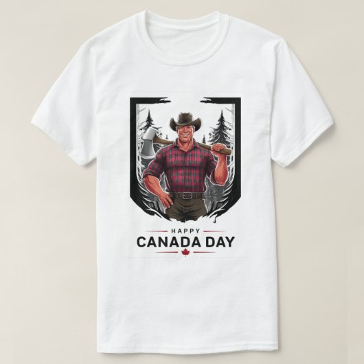 T-shirt Joyeuse Fête du Canada Bûcheron (Design devant)